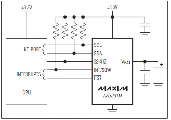 应用电路图 - Analog Devices / Maxim Integrated DS3231M I²C实时时钟